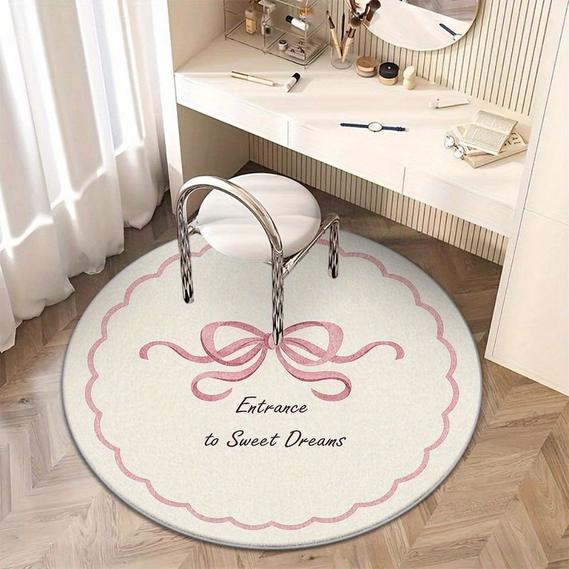 Soft Velvet Non Slip Wear Resistant Plastic Backing Rug Anti Shedding Warm Comfortable Feel Pink Bow 62.99 By 62.99 Inches - Image 5