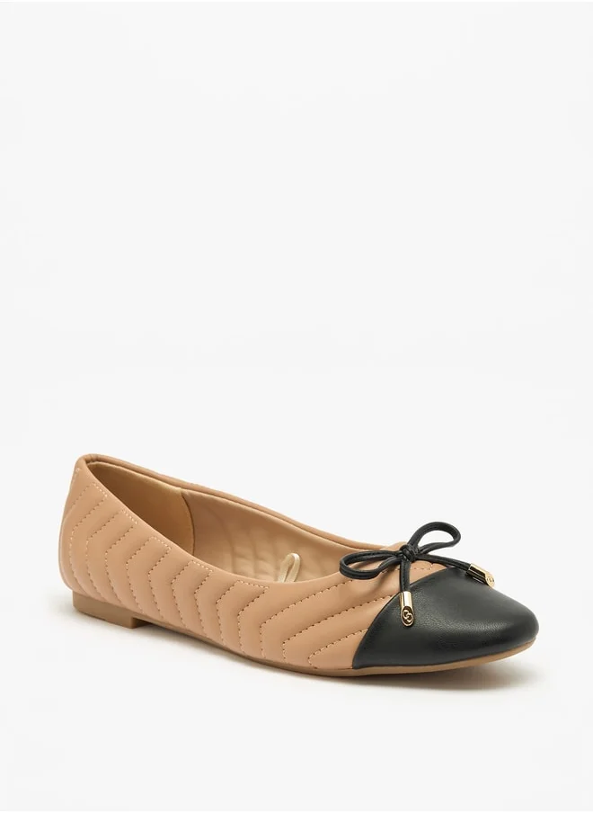 سيليست Women's Quilted Round Toe Ballerina Shoes with Bow Detail