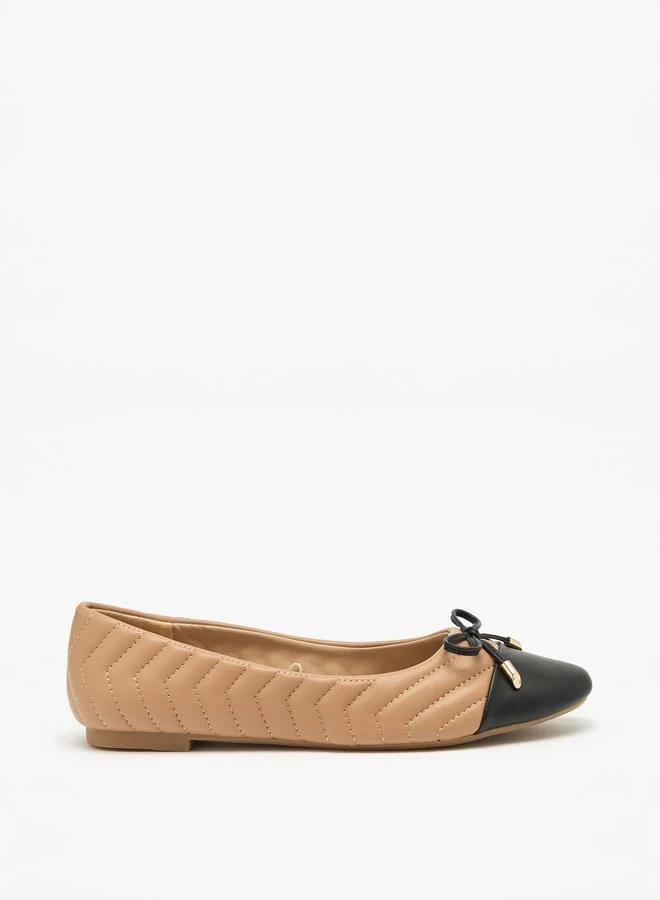 سيليست Women's Quilted Round Toe Ballerina Shoes with Bow Detail