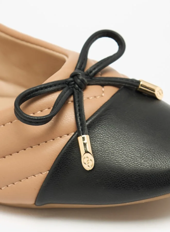 سيليست Women's Quilted Round Toe Ballerina Shoes with Bow Detail