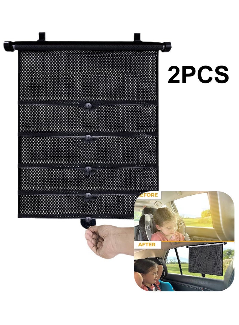 2 PCS Car Side Window Sunshade,Retractable Car Roller Sunshade for Kids,Helps Block Sun Glare and Heat - Image 1
