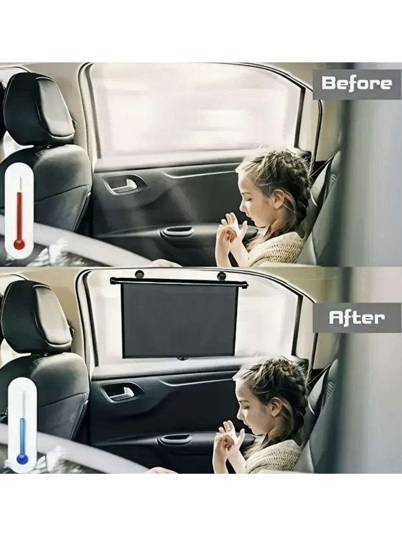 2 PCS Car Side Window Sunshade,Retractable Car Roller Sunshade for Kids,Helps Block Sun Glare and Heat - Image 2