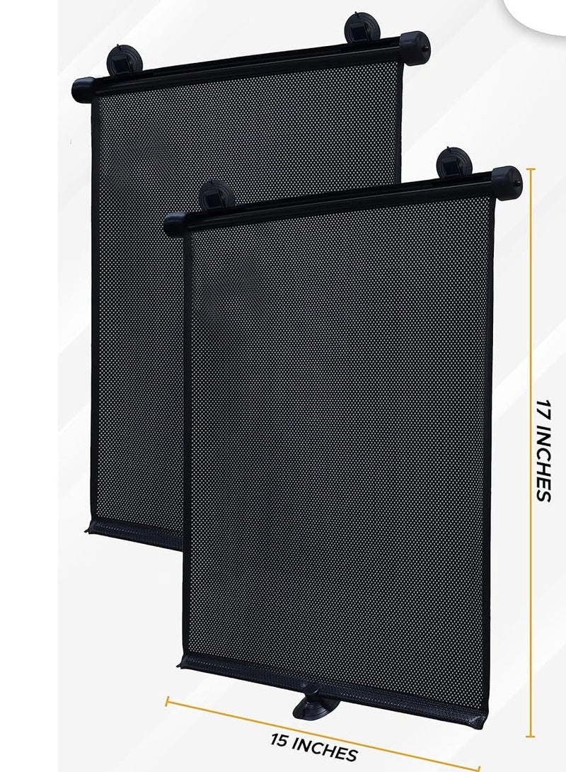 Generic Car Side Window Sunshade (2 PC),Retractable Car Roller Sunshade for Kids,Helps Block Sun Glare and Heat  - Image 1