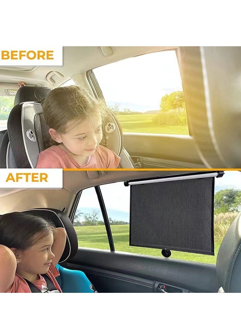 Generic Car Side Window Sunshade (2 PC),Retractable Car Roller Sunshade for Kids,Helps Block Sun Glare and Heat  - Image 2