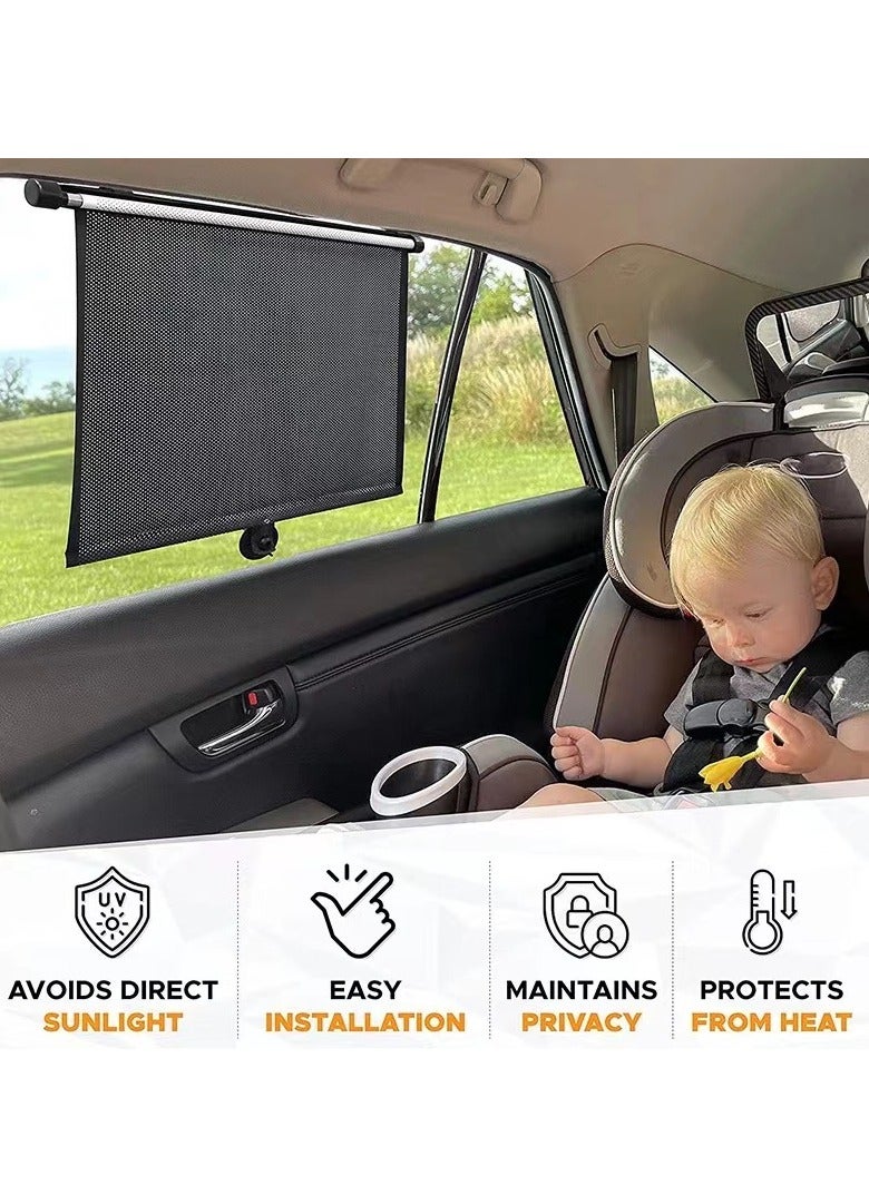 Generic Car Side Window Sunshade (2 PC),Retractable Car Roller Sunshade for Kids,Helps Block Sun Glare and Heat  - Image 3