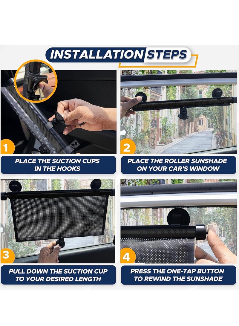 Generic Car Side Window Sunshade (2 PC),Retractable Car Roller Sunshade for Kids,Helps Block Sun Glare and Heat  - Image 4