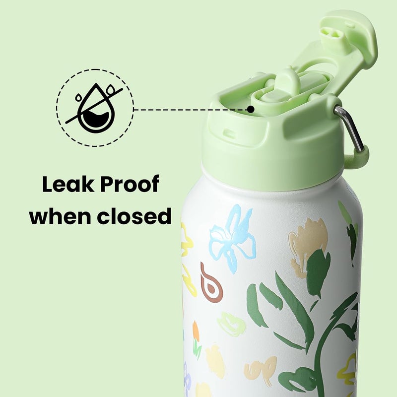 BOTTLE BOTTLE 32oz Insulated Stainless Steel Sport Water Bottle with Straw and Pill Box (Eden Grove) - Image 3