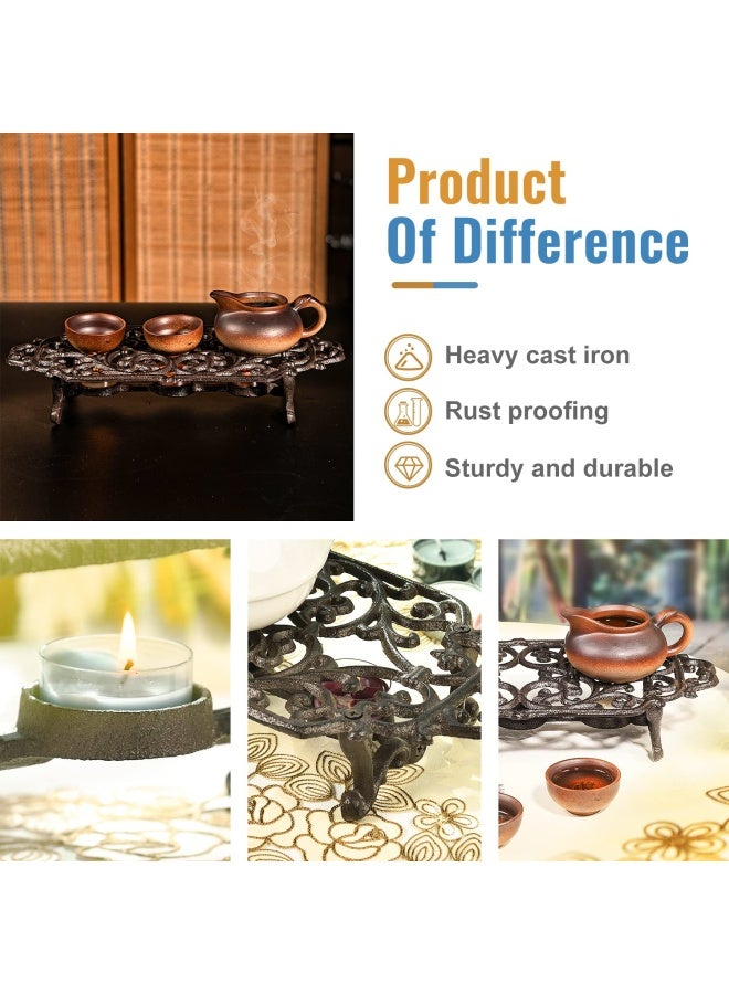 Sungmor Heavy Duty Cast Iron Teapot Dish Warmer Stable Holder for Tealight Stand | Tealight Warmer Decorative Stove for Villa Yard Balcony-Flower Shape - Image 4