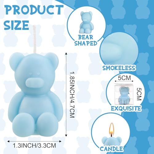 Hoolerry 30 Pcs Baby Shower Favors Bear Candles Favors with Handmade Mini 30 Boxes Bear Shaped Candles Bulk for Baby Shower Boys Girls Wedding Gender Reveal Party Guest(Light Blue) - Image 2