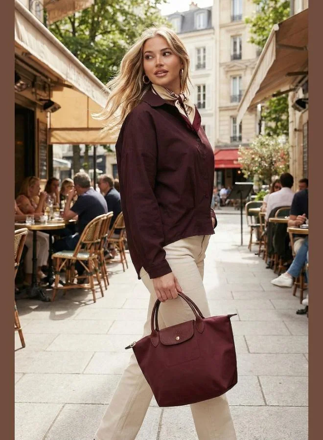 ليلا قميص نسائي قطني كلاسيكي بياقة كلاسيكية، قصير من الأمام وطويل من الخلف