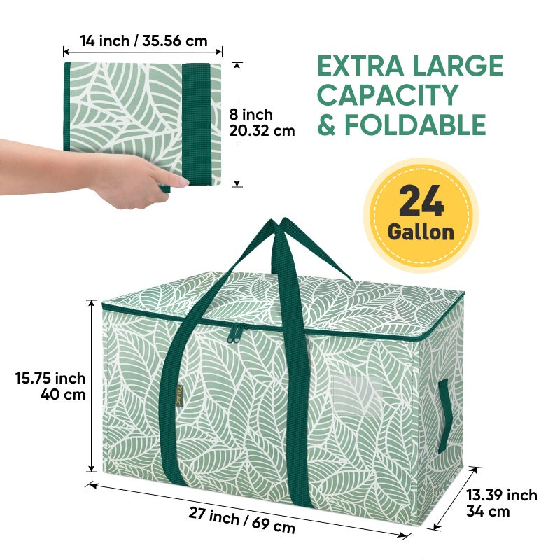 BALEINE 2-Pack Oversized Moving Bags with Reinforced Handles, Heavy-Duty Storage Tote for Clothes, Moving Supplies (Antique Folidage, 2-Pack) - Image 2