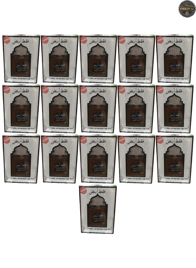 White 16 Pieces Faqat Abiyad Attar Roll 20ML - Image 1