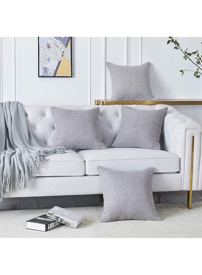 erorex Soft Linen Decorative Solid Filled Cushion 40X40 Light Grey - Image 3