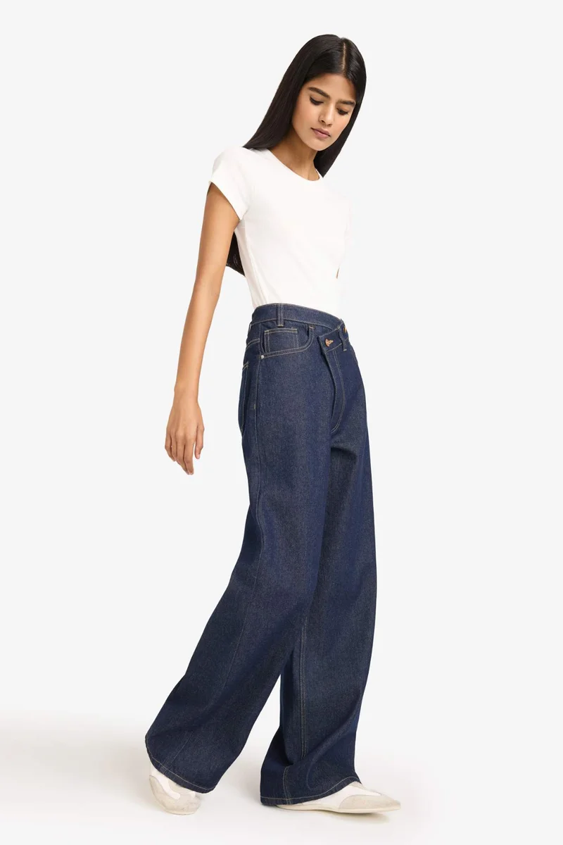ديفاكتو Wide Leg Straight Leg High Waist Jeans