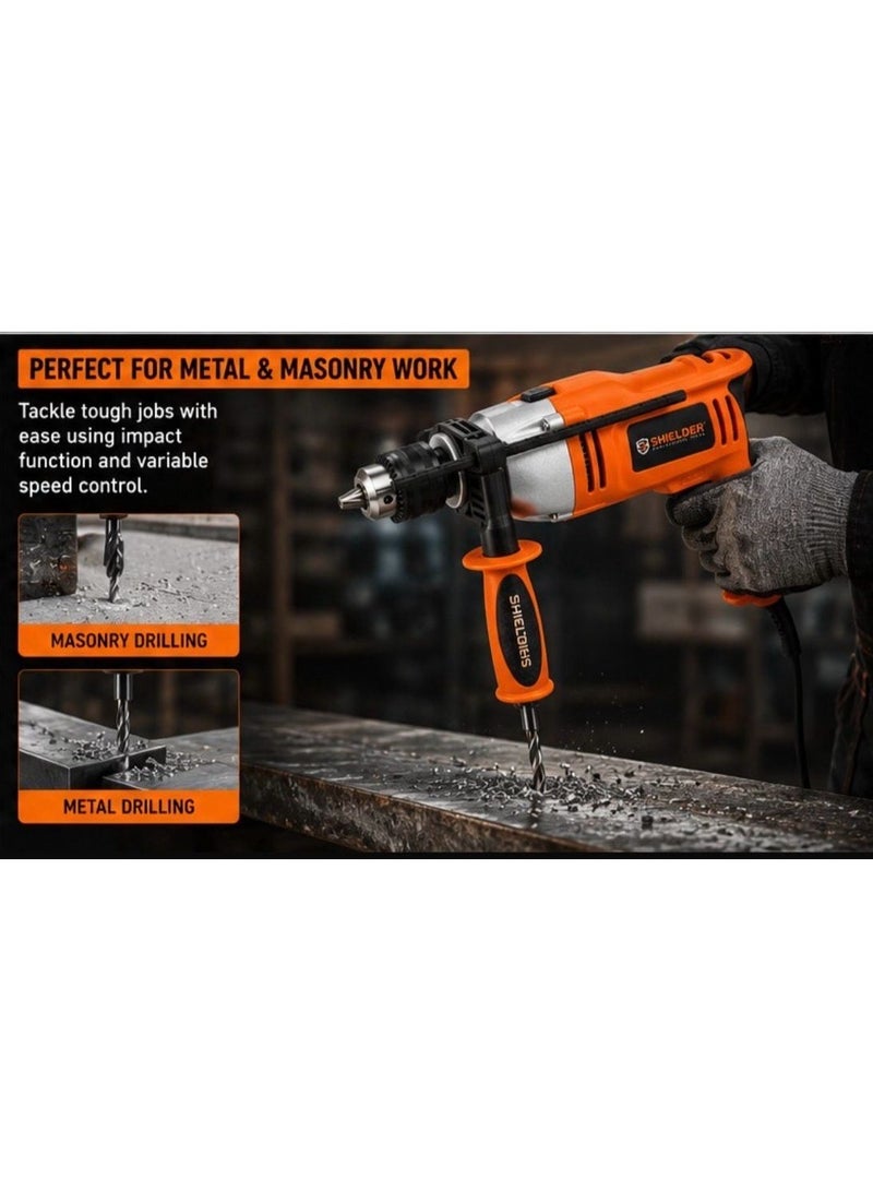 Shielder Impact Gear Drill Shielder SH-1611 16mm 1100W Electric Hammer Drill Dual Speed Metal Gearbox Keyed Chuck - Image 3