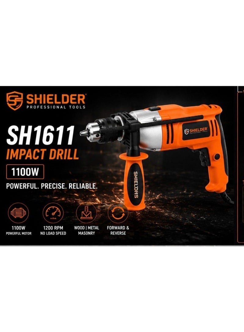 Shielder Impact Gear Drill Shielder SH-1611 16mm 1100W Electric Hammer Drill Dual Speed Metal Gearbox Keyed Chuck - Image 5