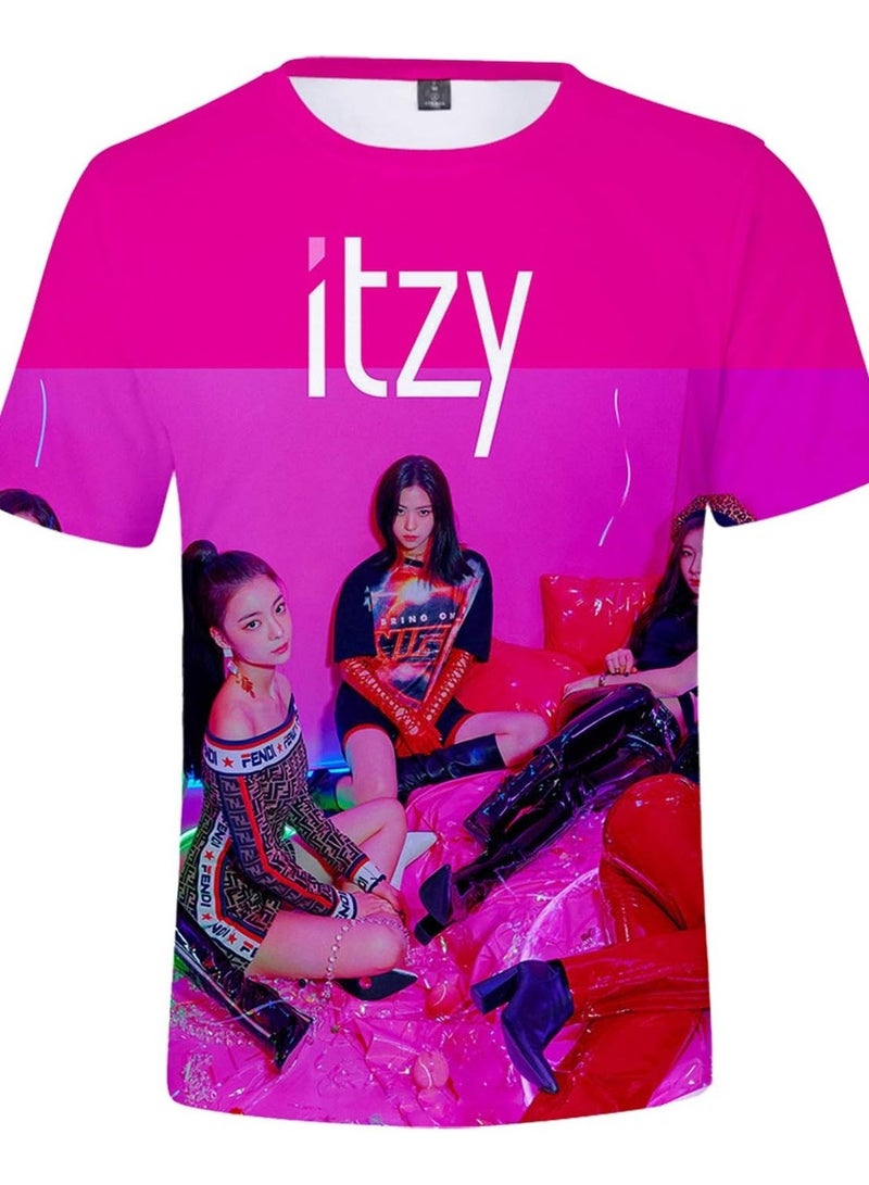 ITZY Unisex Printed Cotton T-Shirt for Men and Women – Comfortable K-Pop Fan Merch, Casual Everyday Wear