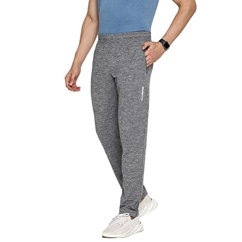 Van Heusen Performance Men Regular Fit Mid Rise Trackpants - Polyester Spandex - Swift Dry, High Stretch, Zipper Pocket_51045_Grey Melange_M - Image 2