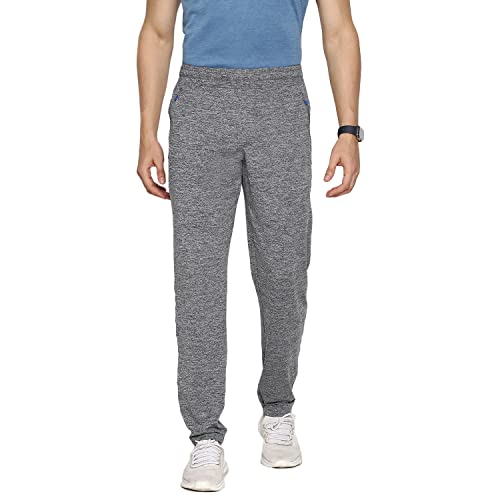 Van Heusen Performance Men Regular Fit Mid Rise Trackpants - Polyester Spandex - Swift Dry, High Stretch, Zipper Pocket_51045_Grey Melange_M - Image 1