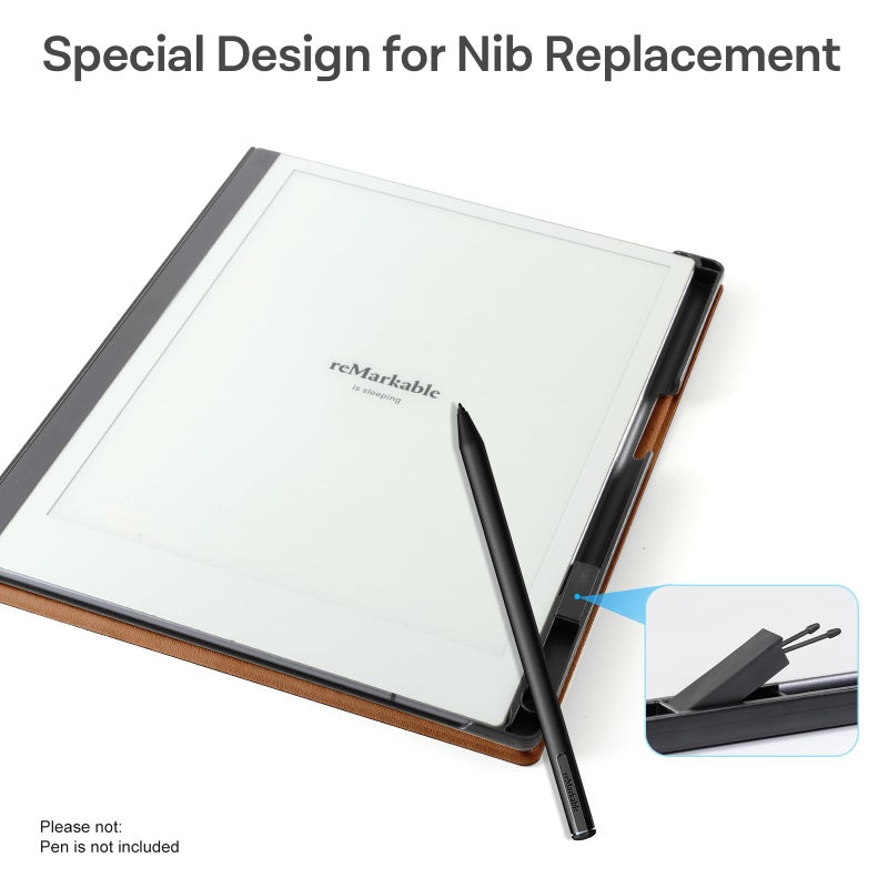 CoBak Case for Remarkable 2 Tablet - Lightweight and Hard Back Shell Protective Book Folio Cover with Built-in Pen Holder - Only for 10.3" 2020 Released (Earth Tone) - Image 4
