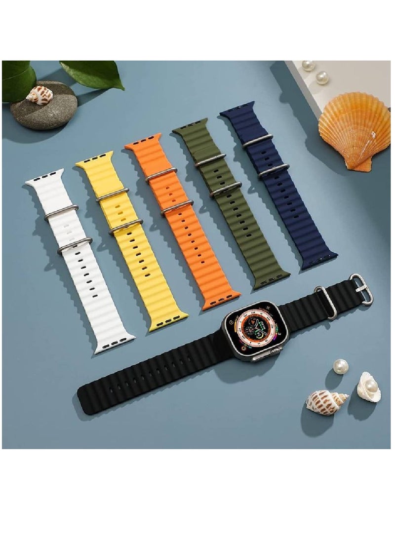 GENNEXT - 6 Pack Replacement Adjustable Silicone Ocean Sport Band Compatible With Apple Watch Series 8/7/SE/6/5//4/3/2/1 Ultra Watch 49mm | Ultra Watch 2 | 45mm 44mm 42mm - Image 1