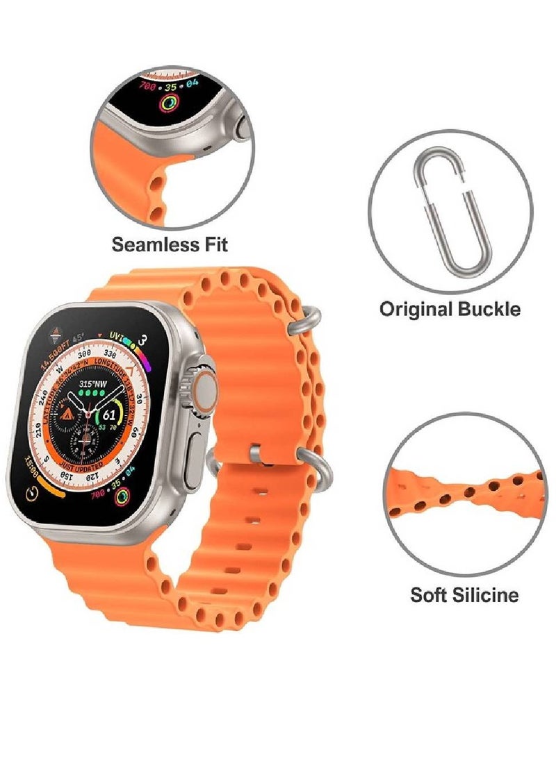 GENNEXT - 6 Pack Replacement Adjustable Silicone Ocean Sport Band Compatible With Apple Watch Series 8/7/SE/6/5//4/3/2/1 Ultra Watch 49mm | Ultra Watch 2 | 45mm 44mm 42mm - Image 1