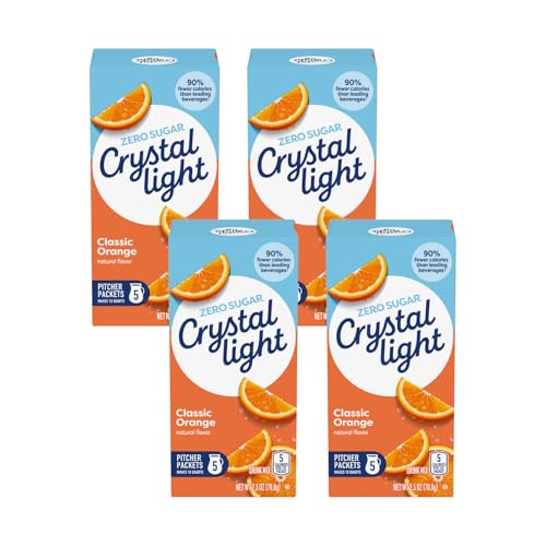 Crystal Light Classic Orange with Vitamin C Calcium Drink Mix 20 Pitcher Packets 4 Canisters of 5 - Image 1