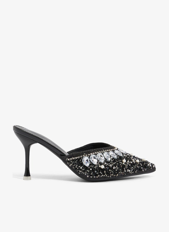 Ella Limited Edition Diamonte Rhinestone  Embellished Mid Heel Sandal - Image 1