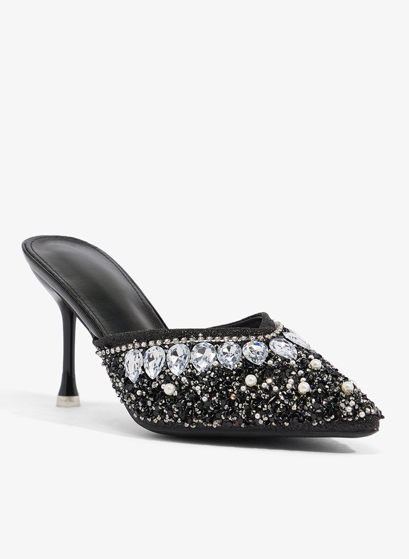 Ella Limited Edition Diamonte Rhinestone  Embellished Mid Heel Sandal - Image 2