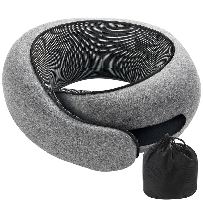 Badink Travel Pillow Neck Travel Pillow Memory Foam Neck Travel Pillow for Airplane Sleeping Neck SupportA Versatile and Exquisite Neck Pillow Gray - Image 1