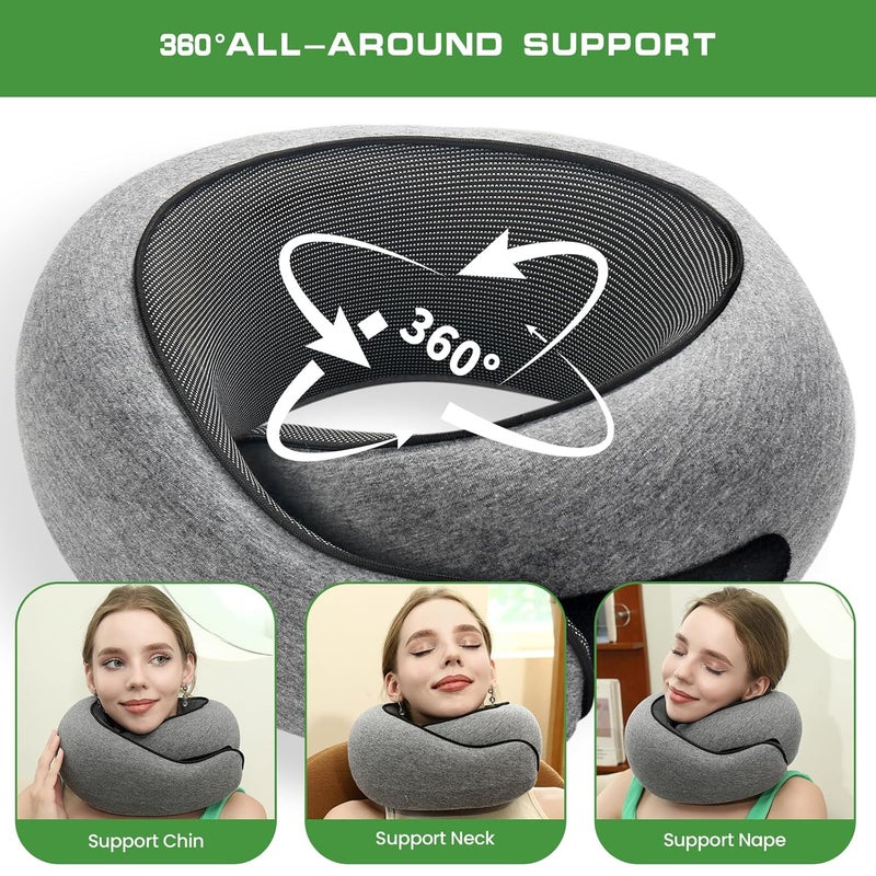 Badink Travel Pillow Neck Travel Pillow Memory Foam Neck Travel Pillow for Airplane Sleeping Neck SupportA Versatile and Exquisite Neck Pillow Gray - Image 2