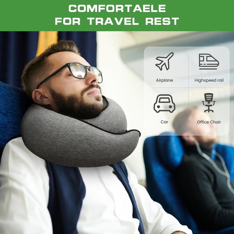 Badink Travel Pillow Neck Travel Pillow Memory Foam Neck Travel Pillow for Airplane Sleeping Neck SupportA Versatile and Exquisite Neck Pillow Gray - Image 5