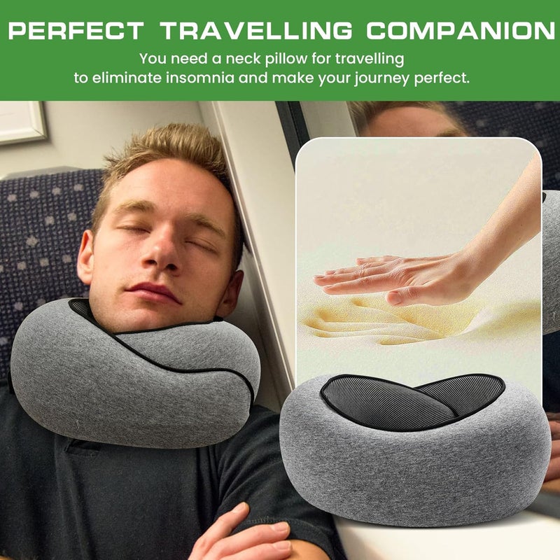 Badink Travel Pillow Neck Travel Pillow Memory Foam Neck Travel Pillow for Airplane Sleeping Neck SupportA Versatile and Exquisite Neck Pillow Gray - Image 4