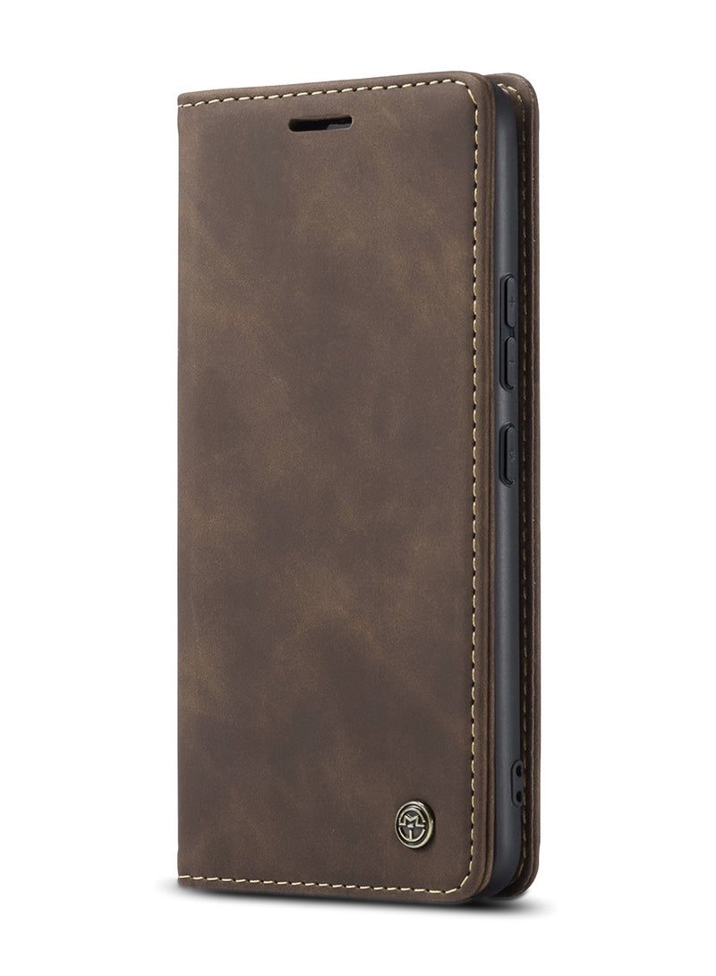 CaseMe Phone Case Luxury PU Leather Design 013 Flip Cover Card Slot Holder Cover For Honor X9B (Coffe) - Image 1