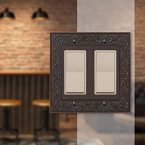 Amerelle 43RRVB English Garden Wallplate, 2 Rocker, Cast Metal, Aged Bronze, 1-Pack - Image 3