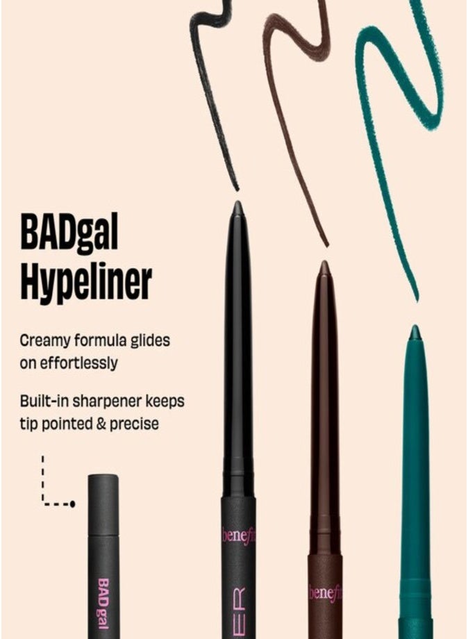 BENEFIT BADgal Hypeliner – Midnight Brown Long-Wear Waterproof Gel Eyeliner Pencil for Bold, Smudge-Proof Eye Makeup - Image 5