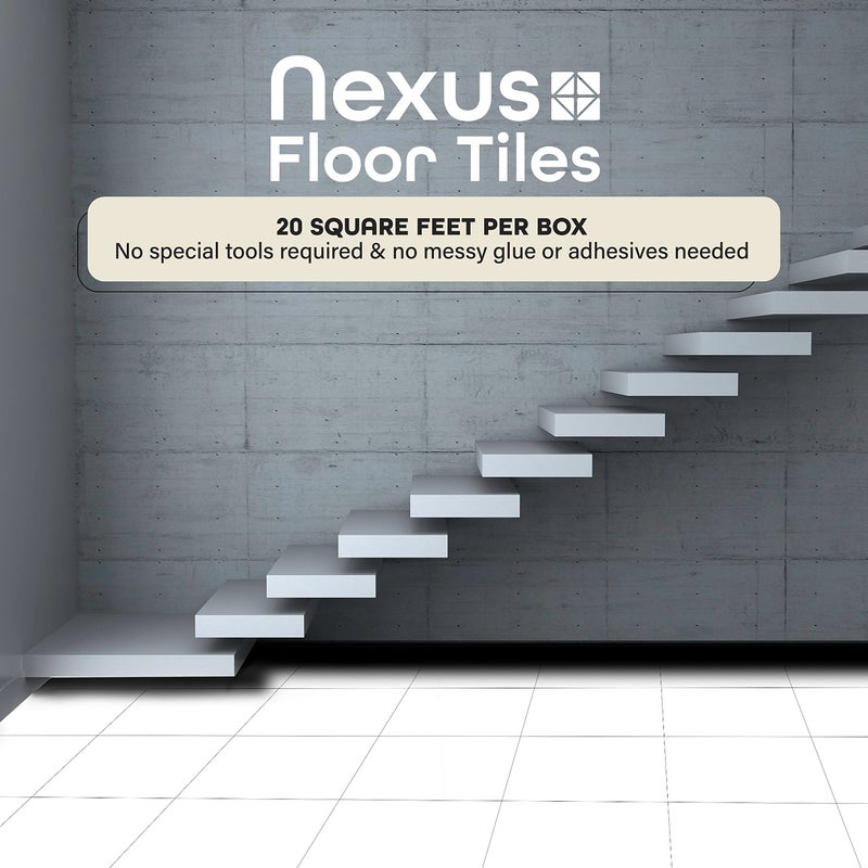 Achim Nexus Self Adhesive 12-Inch Vinyl Floor Tiles, 20 Tiles - 12" x 12", White Slate Pattern - Peel & Stick, DIY Flooring for Kitchen, Dining Room, Bedrooms & Bathrooms by Achim Home DÃ©cor - Image 2