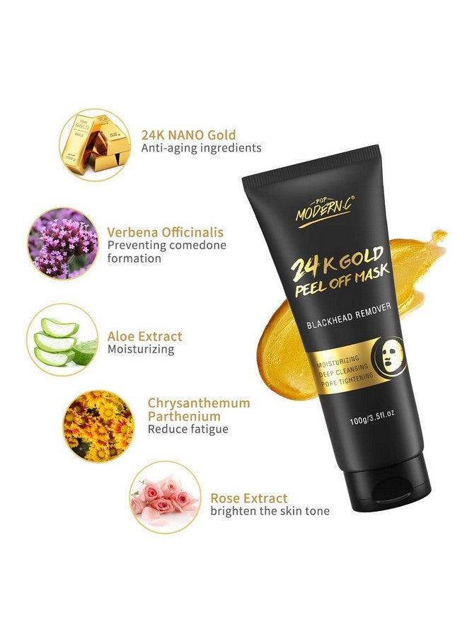 POP MODERN.C Blackhead Remover Mask, 24K Gold Peel Off Mask, Gold Facial Mask Anti-Aging, Deep Cleansing, Reduces Fine Lines＆ Wrinkles Great for All Skin, With Blackhead Remover Extractor Tools Kit & Mask Brush - Image 5