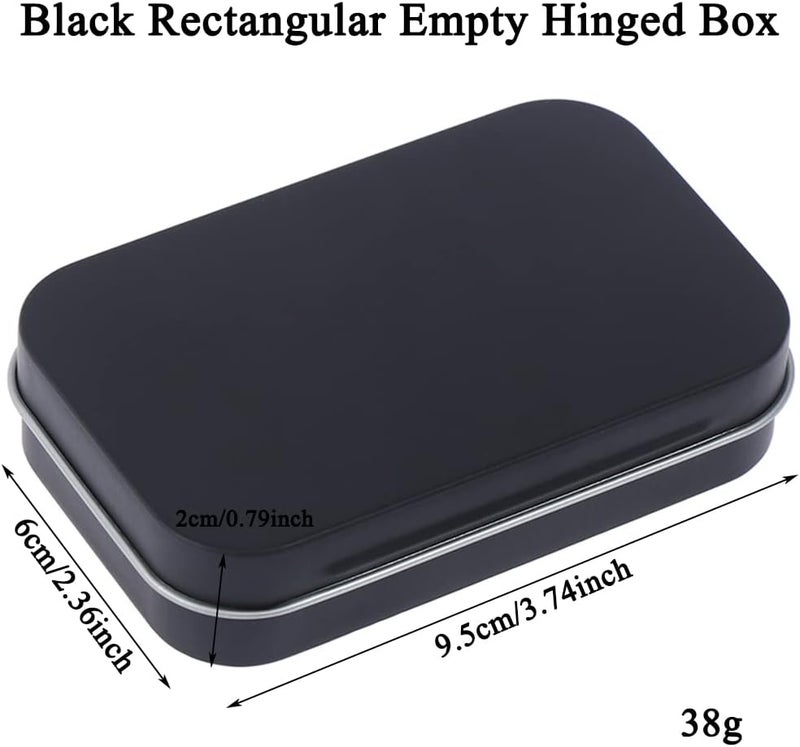 AKOAK 3 Pcs 3.7 x 2.4 x 0.8 Inches Black Rectangular Empty Hinged Tins Box Containers for First Aid Kit,Survival Kits,Storage,Herbs,Pills,Crafts and More - Image 2