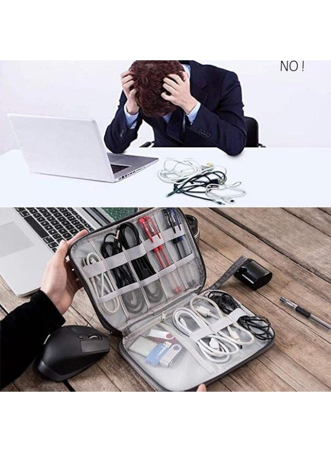 شنطة تنظيم كابلات السفر والاكسسوارات الإلكترونية، شنطة تنظيم أسلاك محمولة للكابلات والشاحن والموبايل وUSB وبطاقة اس دي وسماعات الأذن وغيرها من الاغراض، لون أسود - Image 4
