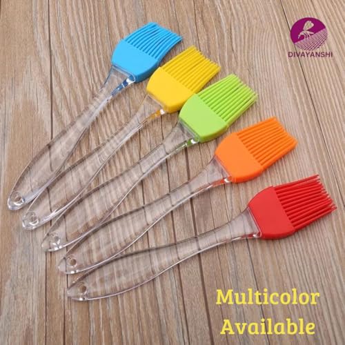 Divayanshi Flat Pastry Brush | Multi-Purpose Silicone Durable Easy Use | Oil Cooking Brush for Grilling, Tandoor, Cooking, Baking, BBQ | Brush for Cooking | Cooking Tools | Multicolor - Pack of 2 - Image 5