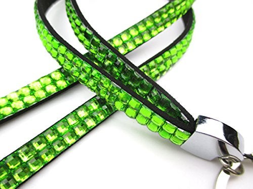 ALL in ONE Rhinestone Lanyard Bling Crystal Necklace + Badge Reel + Horizontal Card Holder for Business Id/key (GREEN) - Image 4