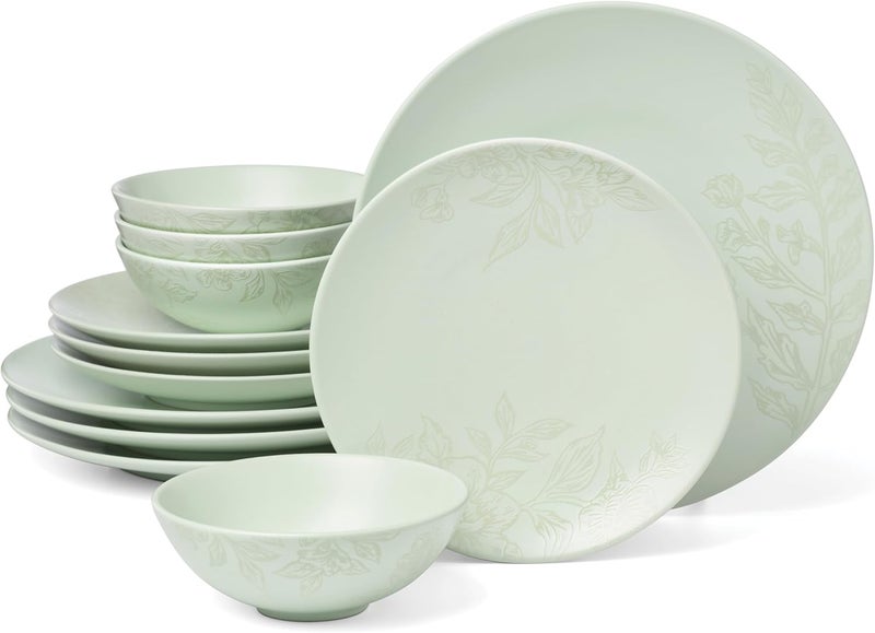 Oneida 897395 Roseto 12Piece Dinnerware Set Soft Sage - Image 1