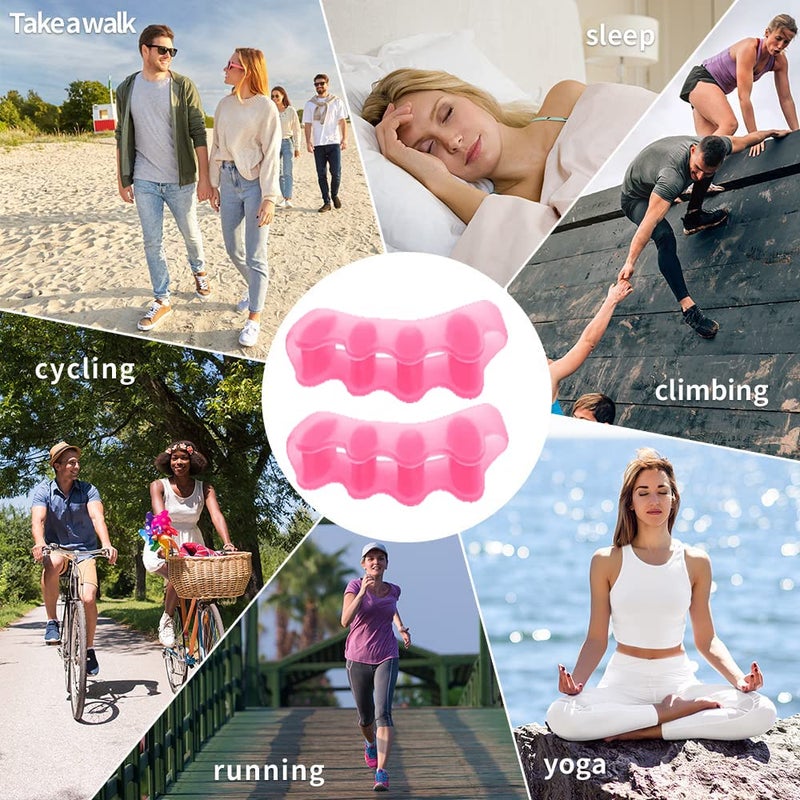 QualiTrue Toe Separator Bunion Corrector For Women Free Silicone Guard Bunion Thumb Corrector Plantar Fasciitis Relief Product Gel Pad Cushion, Toe Brace, Spacers, Bunion Splint Hallux Valgus Fits With Shoes And Socks Uk4 To Uk8 (Bunion Brace + 5 Finger Separator) - Image 4
