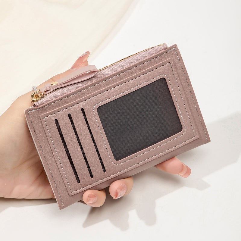 Multifunctional Solid Color PU Leather Wallet, RFID Blocking Design Portable Daily Storage Purse for Cards Cash Coin Business Use - Image 1