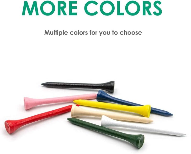 THIODOON Golf Tees Professional Natural Wood Golf Tees Pack of 100, Golfing Tees Multiple Colors Size 3-1/4 inch, 2-3/4 inch or 2-1/8 inch, Tall Golf Tees Bulk Reduce Side Spin and Friction - Image 4
