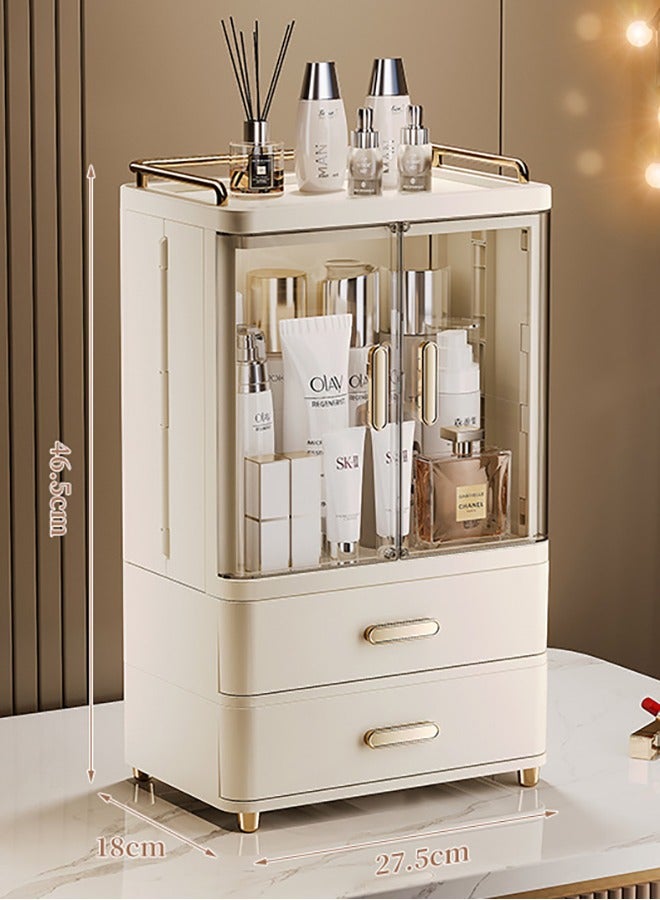 XiuWoo 4-tier Makeup Organizer for Vanity Large Capacity Skincare Organizers Dustproof Makeup Storage Box Cosmetic Display Cases with 2 Drawers and Lids Cosmetic Organizer for Bathroom Countertop - Image 4