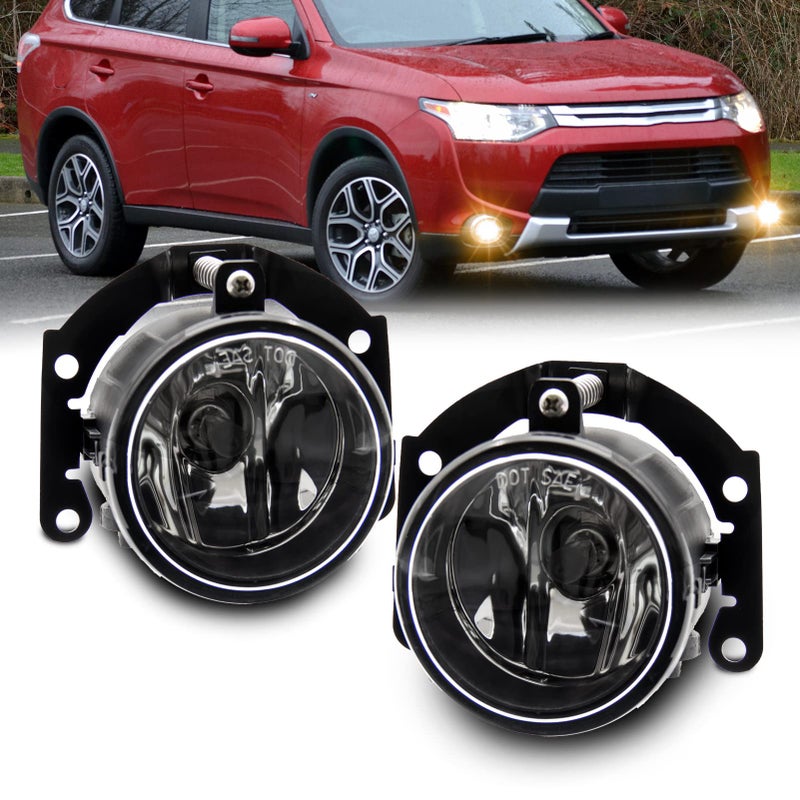 WEZEMLIGHT Fog Light Assembly Replacement For 20102015 Mitsubishi Outlander With H11 12V 55W Halogen BulbsClear Lens