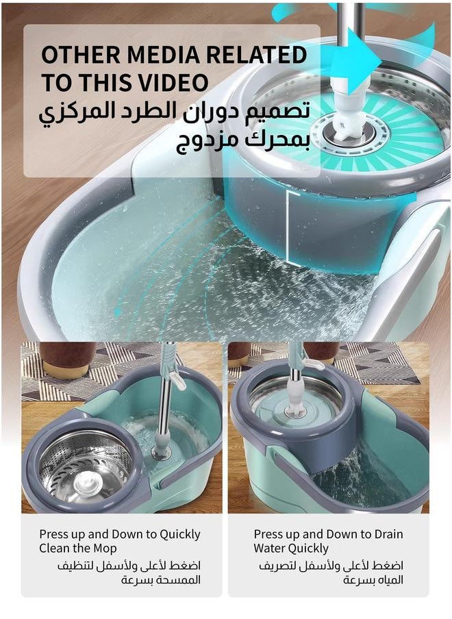 HOMESTAR 360 Degree Microfiber Spin Mop With BucketFor Floor Cleaning, Height Adjustable, 3 Extra Refills  - Image 5