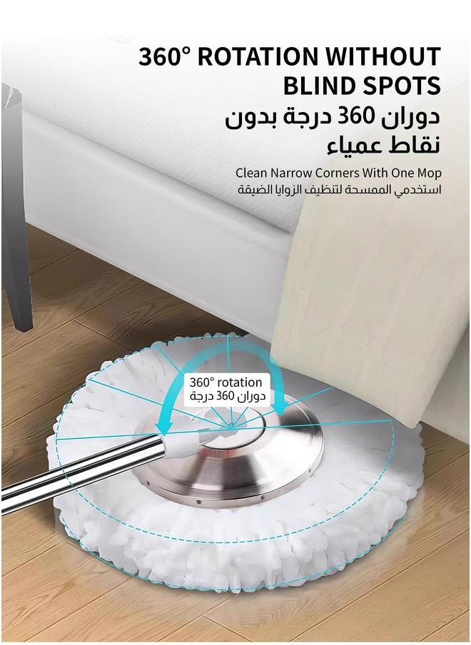 HOMESTAR 360 Degree Microfiber Spin Mop With BucketFor Floor Cleaning, Height Adjustable, 3 Extra Refills  - Image 4